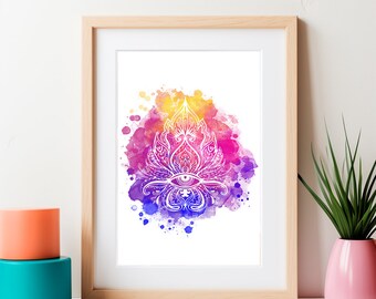 Watercolor Third-Eye Chakra Poster, Mindfulness Poster, Aura Poster,Yoga Poster,Self Care Poster,Yoga Studio Decor,Zen Wall Decor