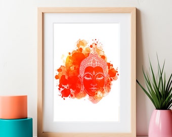 Watercolor Buddha Poster, Mindfulness Poster, Aura Poster, Yoga Poster, Self Care Poster, Yoga Studio Decor, Zen Wall Decor, Zen Wall Art