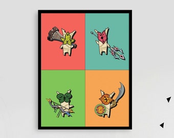 Korok Divine Beast Print, Zelda Fan Gift, The Legend of Zelda, Breath of the Wild, Link And Zelda, Illustration Print, Gamer Print