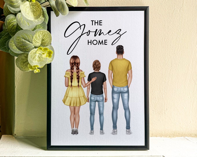 Personalized Family Portrait Illustration, Custom Family Portrait With Kids, Gifts For Mom, Gifts For Mum, Gifts For Dad, Family Gift