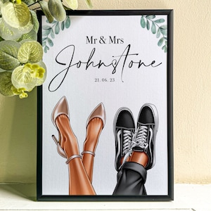 Wedding Gift For Couple, Personalised Wedding Shoes Print, Cute Wedding Décor, Perfect Wedding Gift, Wedding Shoe Print, Gift For Them