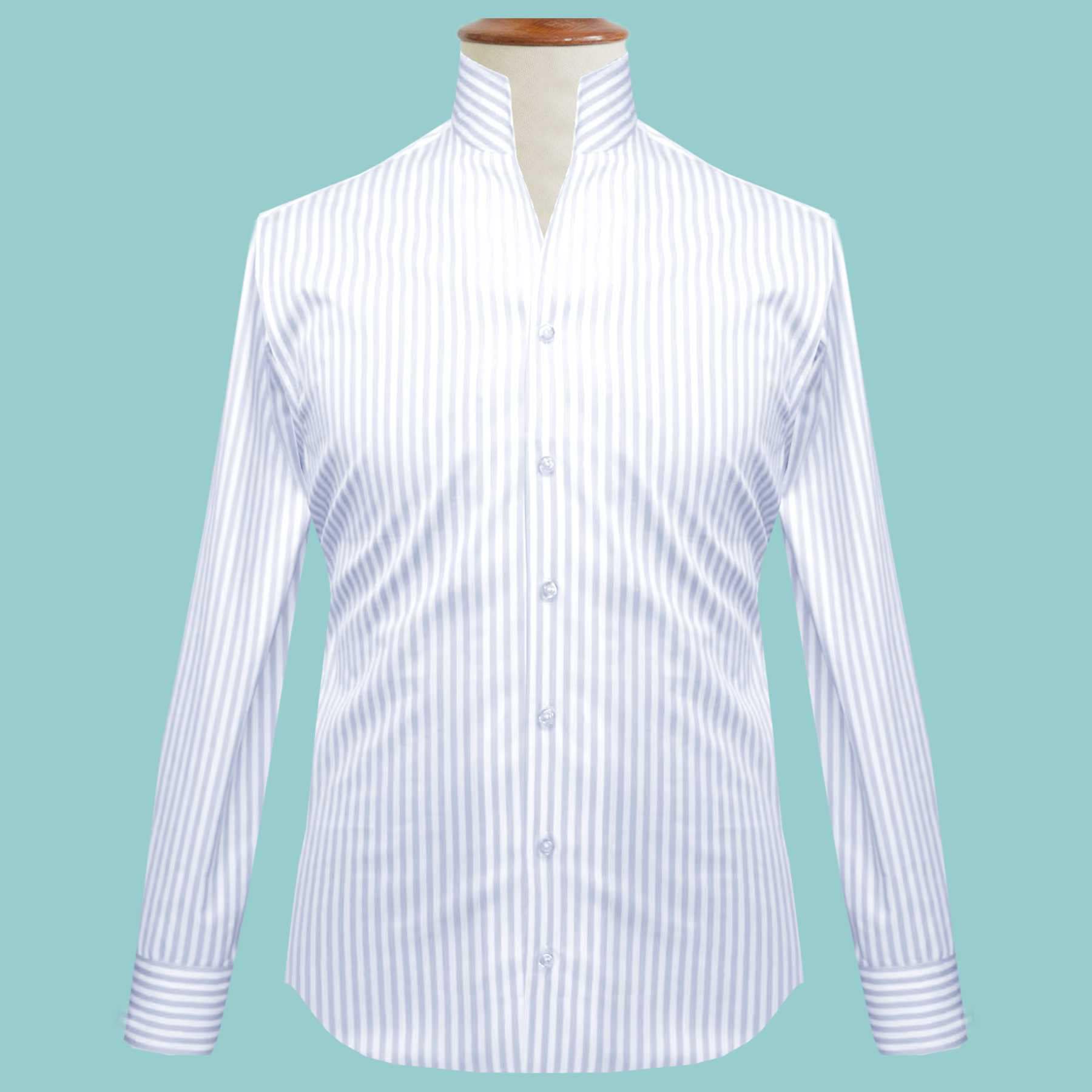 White Striped Dress Shirt 2026.Karl Lagerfeld Style White Striped Open Buttonless Collar Dress Shirts ...