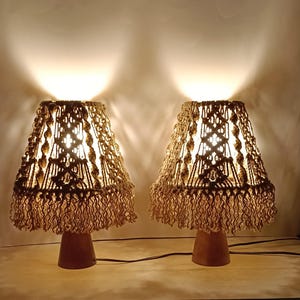 Handcrafted Macrame Table Lamp | Boho Cotton Rope Light, Rustic Home Decor