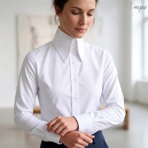 Vintage White Large Collar Blouse - Etsy