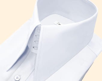 Karl lagerfeld Style High Long Pointed White Dress Shirt for Men Tall Neck Stiff Collar Shirt Large Collar Gangster Big Collar Vintage Shirt