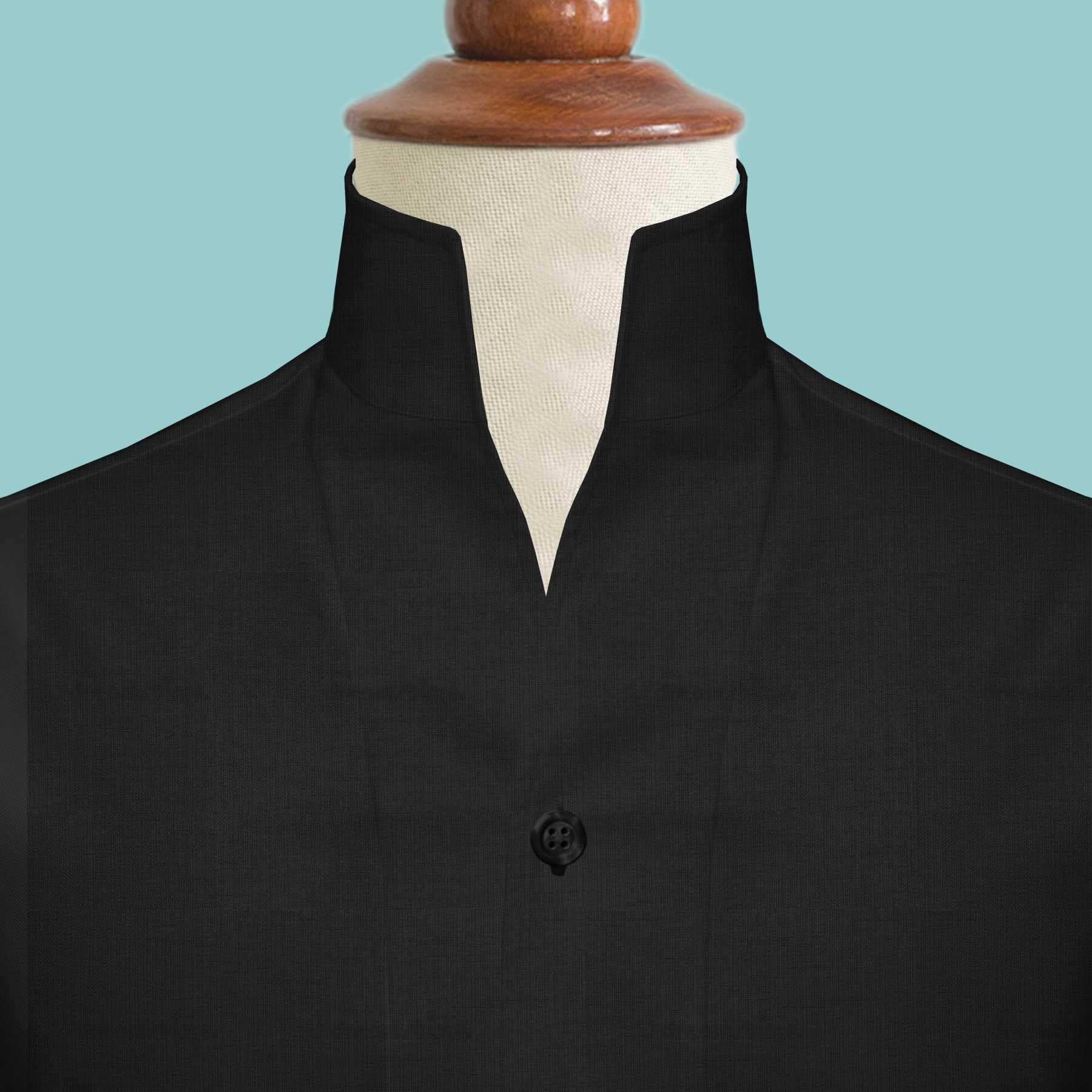 Mens Black Collarless Dress Shirts