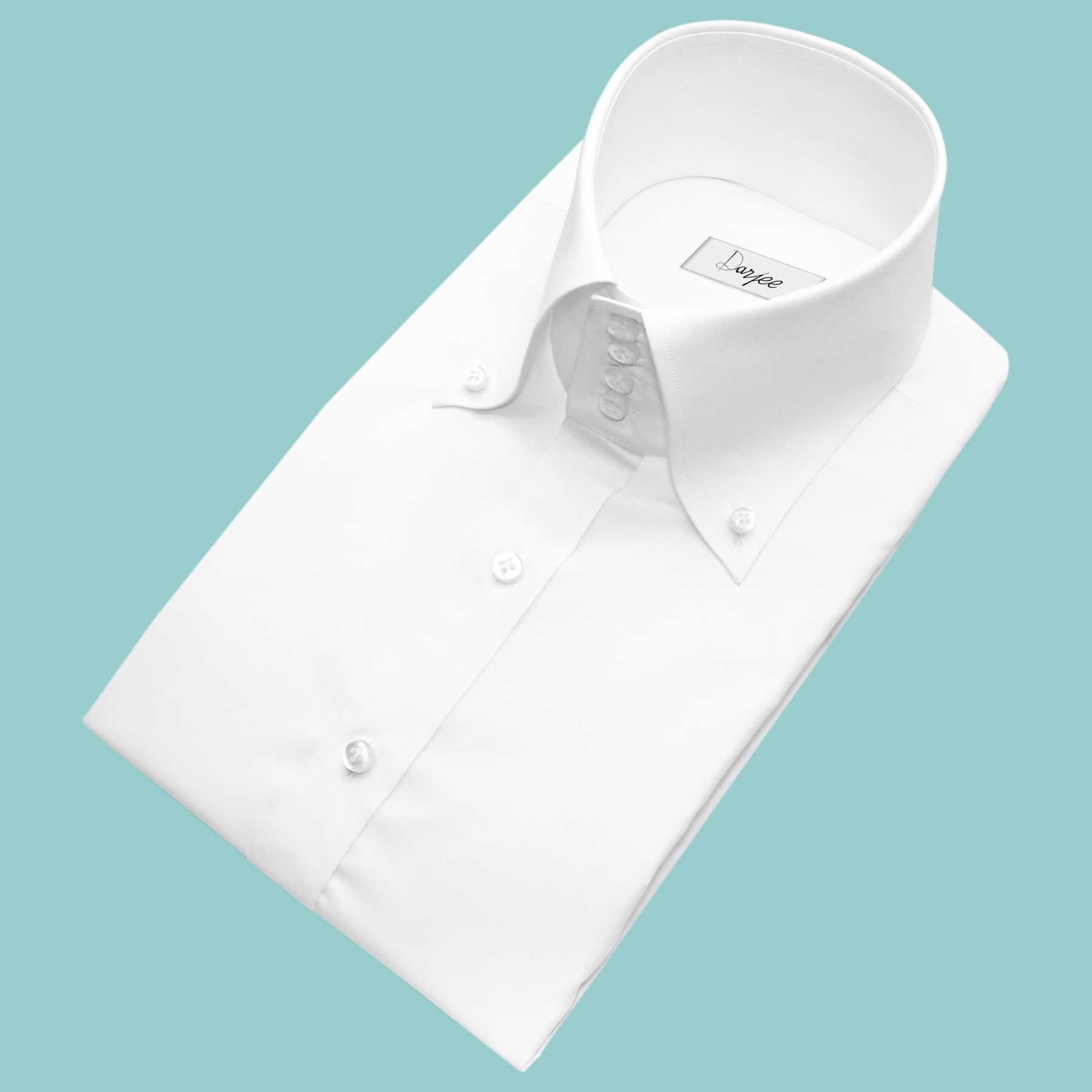 White Button Down Collar Shirt for Men Gift High Collar Shirt High Neck
