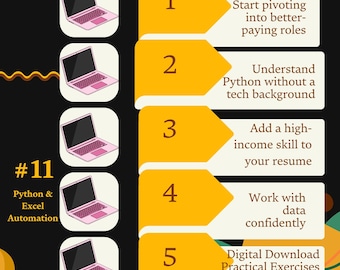 Automatización con Python y Excel (PDF n.° 11 de 12) / Fundamentos de Python / Guía profesional de programación / Descarga digital / Habilidades para el cambio de carrera