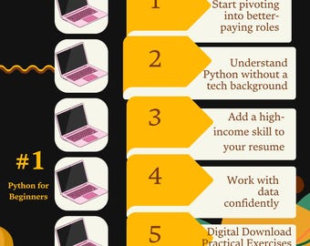 Python para principiantes (PDF n.° 1 de 12) / Fundamentos de Python / Guía profesional de programación / Descarga digital / Habilidades para el cambio de carrera