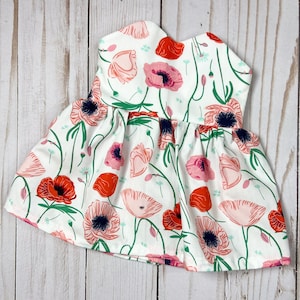 White Summer Dress with Red and Pink Flower Print, 18 Inch Summer Doll Dress, Clothes for Dolls, Dress for Dolls, Fits 18-inch Dolls
