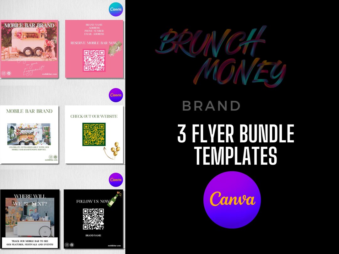 Business Flyer QR Code Canva Flyer Bundle Mobile Bar Flyer - Etsy
