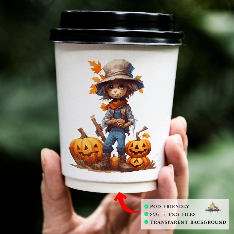 12 Farming Boy Pumpkins Halloween Cute Cartoon Clipart , Spooky Graphics, Paper Craft, Imprimable, Décorations de fête, Utilisation commerciale, PNG SVG image 5