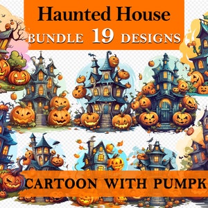 19 Nawiedzony Dom Dynia Halloween Słodka Kreskówka Clipart, Straszna Grafika, Sztuka Dekoracyjna, Do Wydruku, Dekoracja Ścienna, Impreza, Użytek Komercyjny, PNG SVG