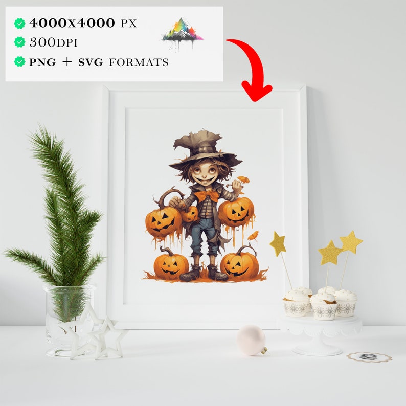 12 Farming Boy Pumpkins Halloween Cute Cartoon Clipart , Spooky Graphics, Paper Craft, Imprimable, Décorations de fête, Utilisation commerciale, PNG SVG image 4