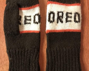 Guantes de invierno de punto Oreo para niños, estilo vintage de los años 60 y 70. Excelente estado (C5).