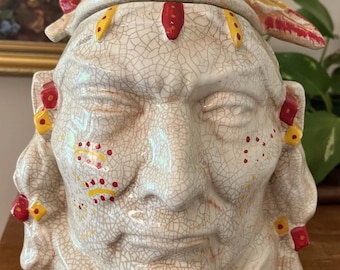 ビンテージ マッコイ ネイティブアメリカン インディアンヘッド クッキージャー 蓋付き 93 復刻版