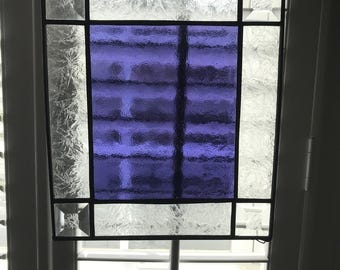 VTG 8 Panel Stain Glass Multi-Colored Pewter Handmand Chain Restore Repair 9”x8”