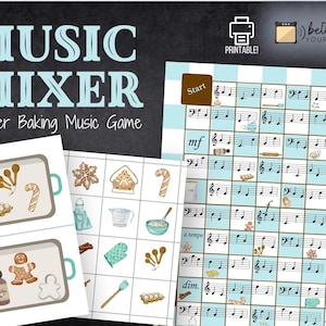 Music Mixer Winter Baking Music Printable Game for Piano lessons, group or individual | Piano Studio Game | Includes gingerbread recipe