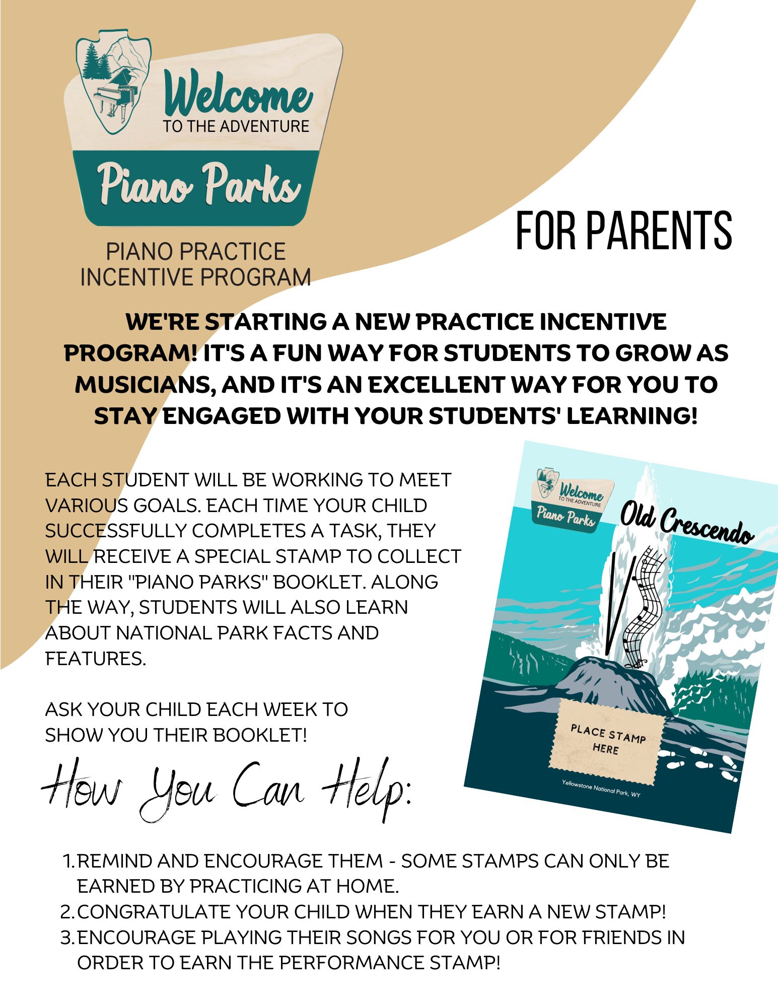 Piano Lesson Practice Incentive Program: Piano Parks | Printable ...