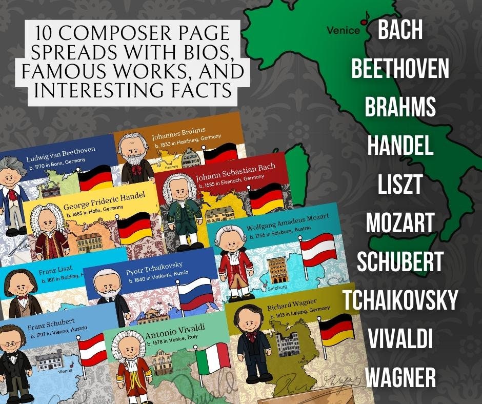 Piano Lesson Practice Incentive Program: Composer Explorer Printable ...