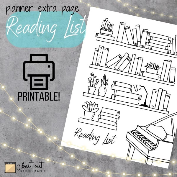 Printable Reading Log for Piano Lovers