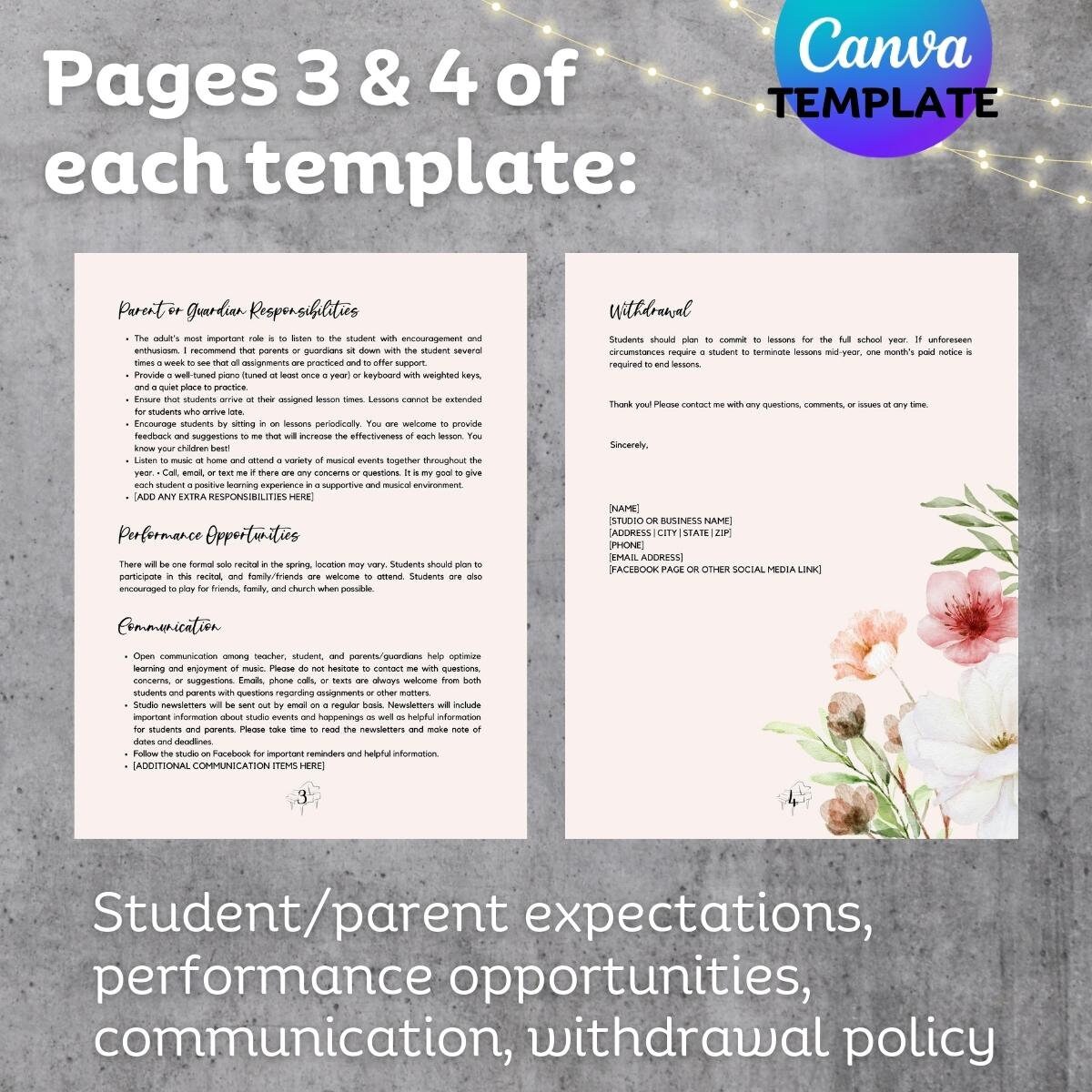 Studio Policy Templates - 4 Designs - Canva Template, Fully Editable ...