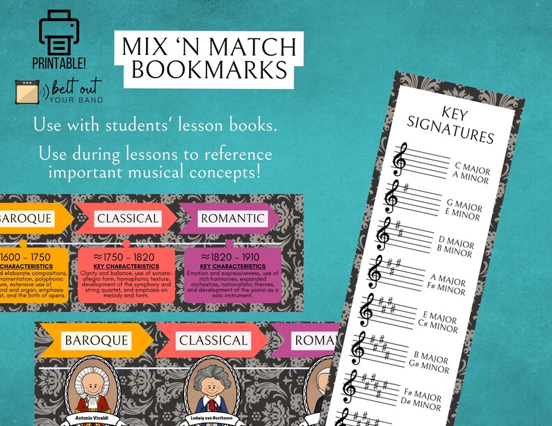 Printable Piano Student Bookmarks - Composer Explorer| Laminate for a ...