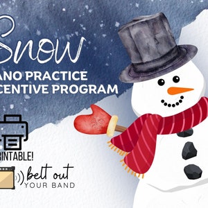 Piano Lesson Practice Incentive Program: Snow | educational music snowman holiday Christmas artistic printable stickers for piano teachers