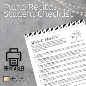 Printable Piano Recital Student Checklist