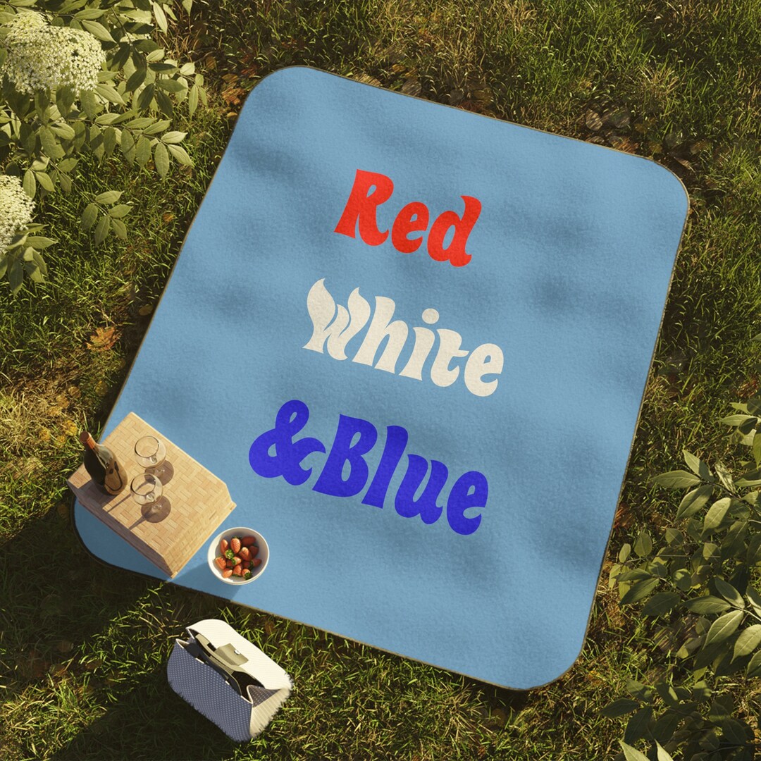 Red White & Blue Picnic Blanket 4th of July Independence Etsy