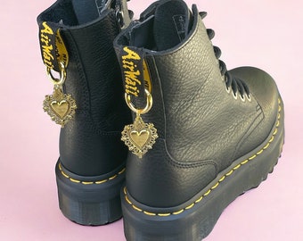 GOLD HEART CHARM - Bijoux pour chaussure coeur doré - Dr. Martens style-Boots charm-Accessoire pour chaussures