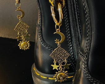 SUN and STAR (gold) - Bijoux pour chaussure soleil et étoile (doré) - Dr. Martens style-Boots charm-Accessoire pour chaussures