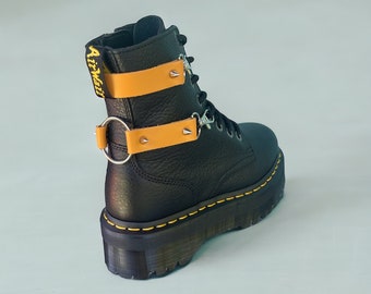 LEATHER YELLOW boots HARNESS - Yellow leather shoe harness - Dr. Martens style - Shoe accessory
