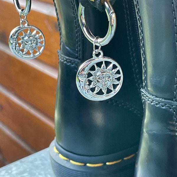 SUN AND MOON (silver) - Bijoux pour chaussure soleil et lune (argent) - Dr. Martens style-Boots charm-Accessoire pour chaussures