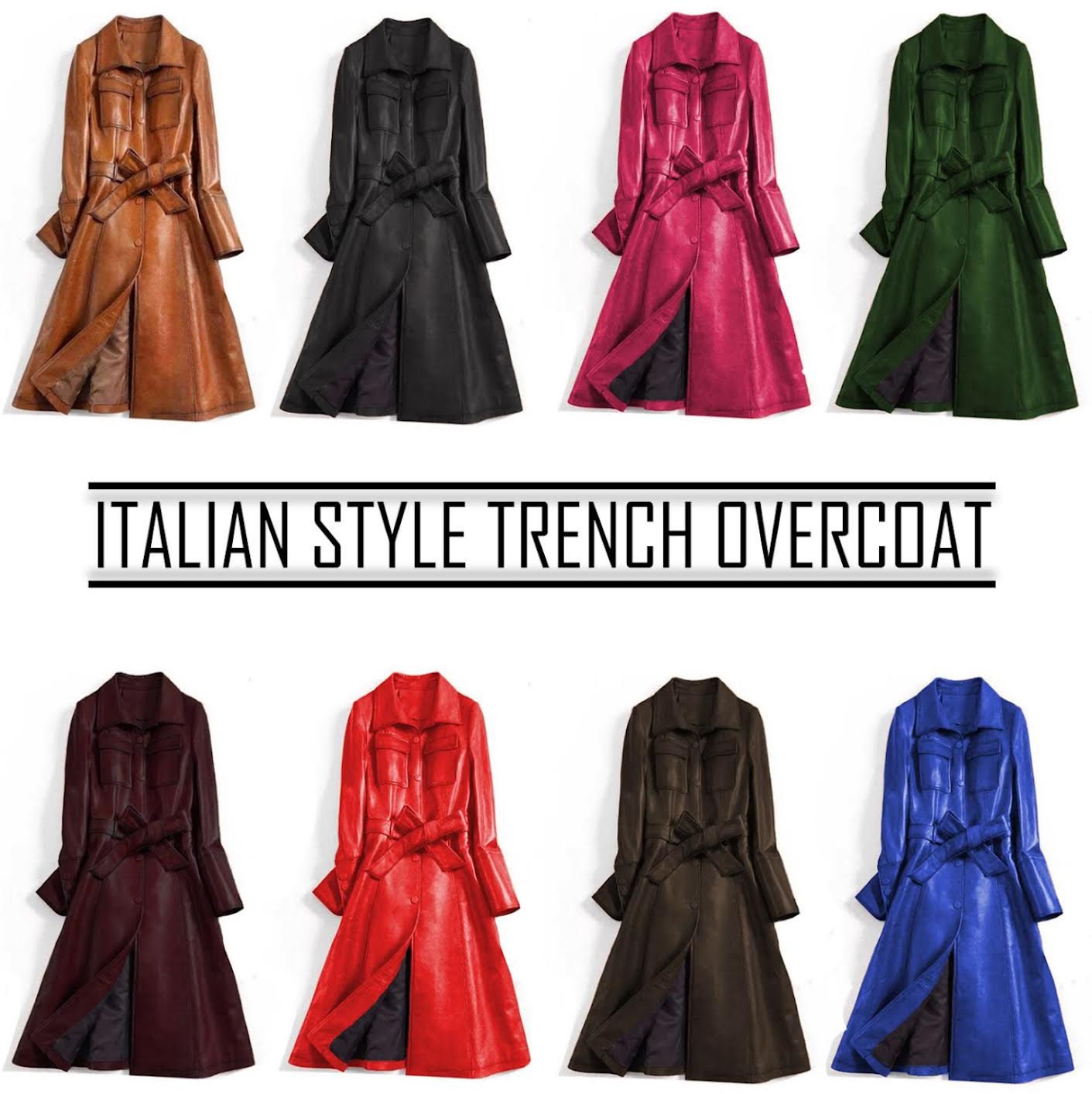 Italian Classic Military Tan Trench Overcoat Button, Belt Handmade Wax ...