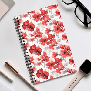 Deep Geranium Bound Notizbuch | Blank Seite Notizbuch | Gepunktetes Notizbuch | Liniertes Notizbuch | Aufgabenliste Buch | Blumen Gepunktet