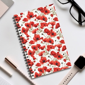 Dunkelrotes Notizbuch | Blank Seite Notizbuch | Gepunktetes Notizbuch | Liniertes Notizbuch | Aufgabenliste Notizbuch | Floral gepunktet Journa