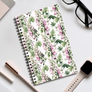 Grünes Fingerhut gebundenes Notizbuch | Blank Seite Notizbuch | Gepunktetes Notizbuch | Liniertes Notizbuch | Aufgabenliste Notizbuch | Floral gepunktet Journa