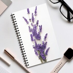 Lavender Bundle Bound Notebook | Blank Page Notebook | Dotted Notebook | Ruled Notebook | Task List Notebook | Floral Dotted Journa