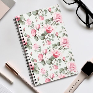 Pastell Pink Rose gebunden Notizbuch | Blank Seite Notizbuch | Gepunktetes Notizbuch | Liniertes Notizbuch | Aufgabenliste Notizbuch | Floral gepunktetes Journal