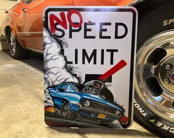 1969 Chevy Camaro Hand Painted Speed Limit Sign Garage Street Machine Street Freak Muscle car