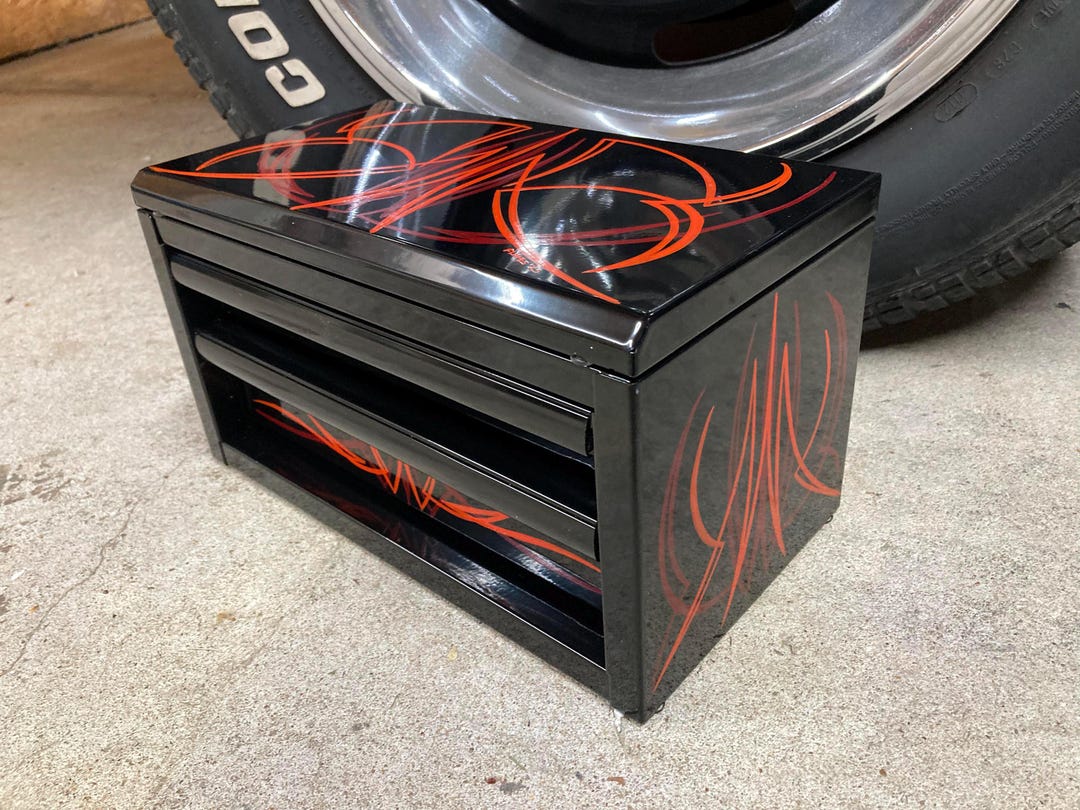 Mini Top Box Toolbox Orange Maroon Pinstripes Hotrod Rockabilly - Etsy