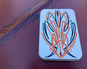 Orange Pinstriped Tin Hotrod Rockabilly