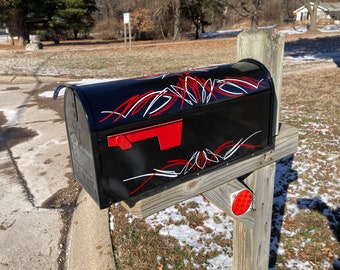 Pinstriped Mailbox *Numbers Included!* Hotrod Rockabilly