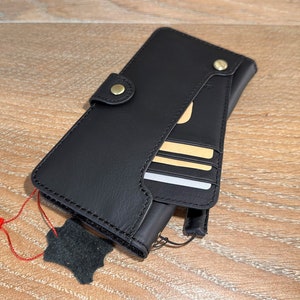 Custodia in vera pelle per Google Pixel Fold 4 5 6 7 8 9 A Pro XL 4G 5G Portafoglio a libro con doppia carta pieghevole Nero Magnete Pelle fatta a mano ArtAmit