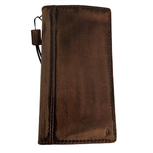 Custodia in vera pelle per Google Pixel 4 5 6 7 8 9 A Pro XL 4G 5G Portafoglio pieghevole Custodia a libro Marrone antico Vintage Pelle lucida fatta a mano da ArtAmit