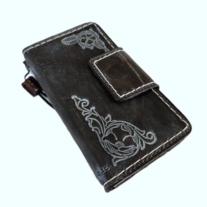 Custodia in vera pelle fatta a mano per Google Pixel 4 5 6 7 8 9 A 8A Pro XL 4G 5G, custodia a libro con portafoglio pieghevole, stampa vintage speciale, blu decorato