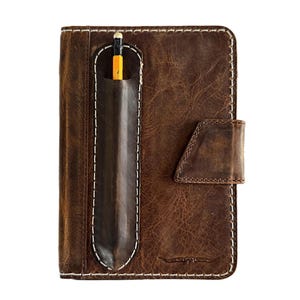 Funda de piel auténtica para iPad Mini de Apple (7, 6, 5, 4, 3 y 2), diseño de cartera, con cierre magnético vintage, cosida a mano, con soporte para lápices, de ArtAmit.