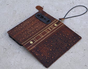 Handmade Book Leather Wallet RFID Case for Google Pixel 11 : Stamping Ostrich