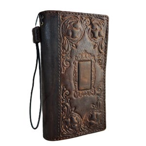 Genuine Leather Wallet Case – Fit Galaxy S25/S24/S23/S22/S21/S20 FE/Ultra/Plus A35/A52/A53/A54/A55 Handmade Leather Mirror book Decorations